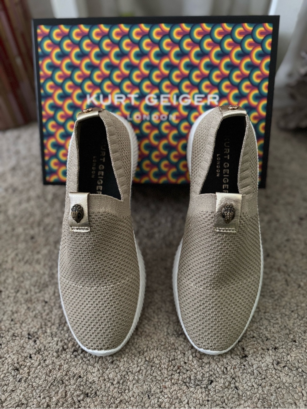 Women’s size 40 Kurt Geiger Slip-On Loafers in gold